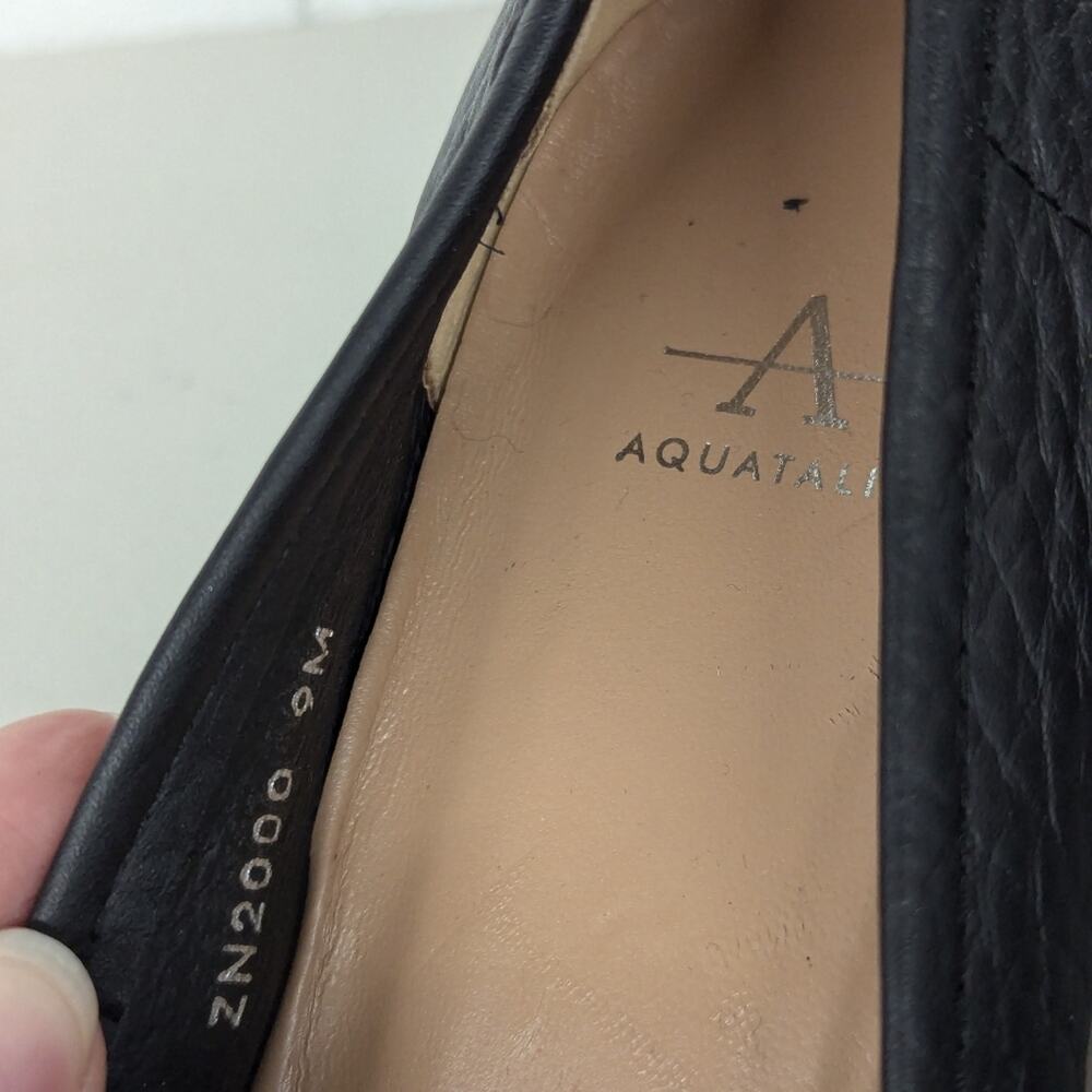 NEW Aquatalia  Carlina Block heel black leather pumps size 9 Square Toe textured - Picture 7 of 8